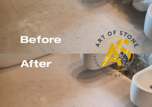 Marble Bathroom Floor - Deep Cleaning & Refinishing