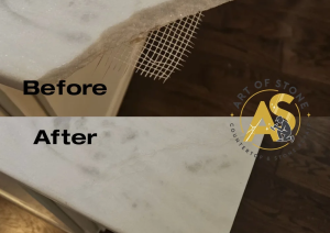 Marble Kitchen Island Corner Repair - OnSite Seamless Restoration